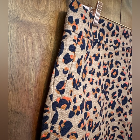 Loft Outlet Womens 14 Brown & Black Cheetah Print Fall Mini Shift Skirt Cotton - Picture 6 of 16